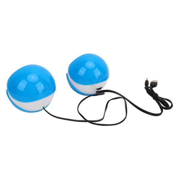 Mini USB stereohøjttaler til PC, 5V 1A, plastik, hvid og blå, bærbar