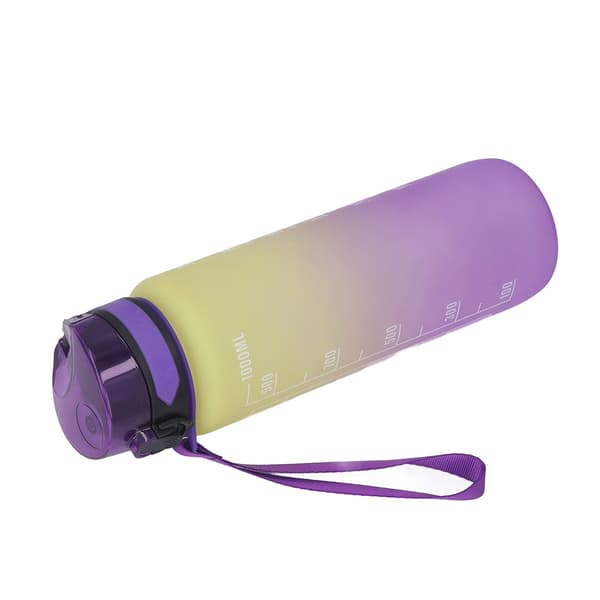 1000 ml Gradient Lila Bärbar Sportvattenflaska med Timer och Armband