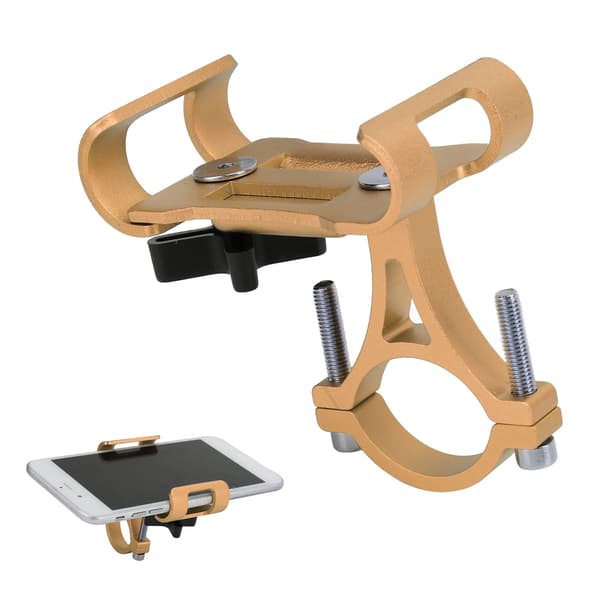 Cykeltelefonholder i aluminiumslegering til styr, justerbar til 3,5-6,5 tommer, gul
