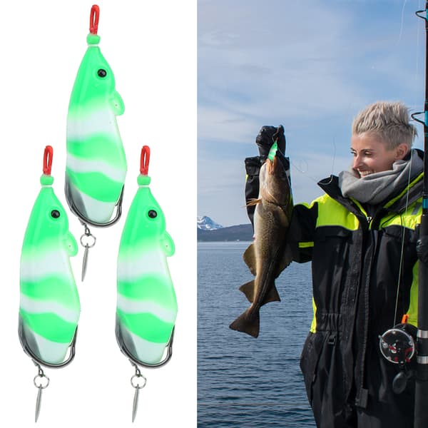 3 stk. myk kunstig slangehodeagn med paljett 5# 7cm 55g