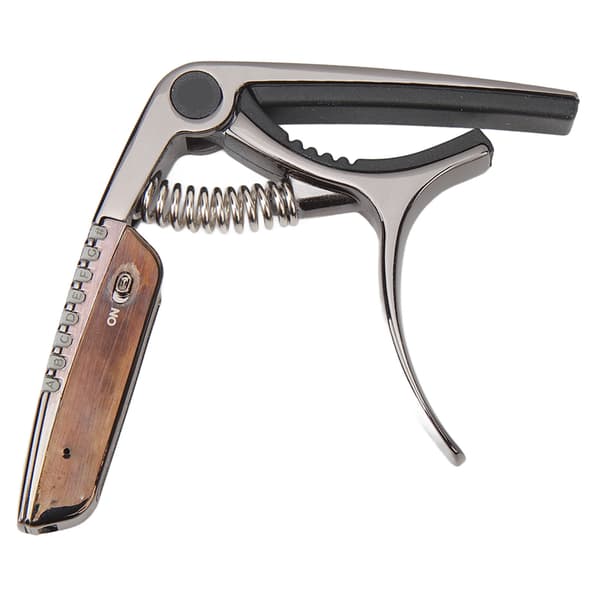 Clip-on guitar tuner i aluminiumslegering til akustisk guitar, elektrisk guitar, ukulele, sort