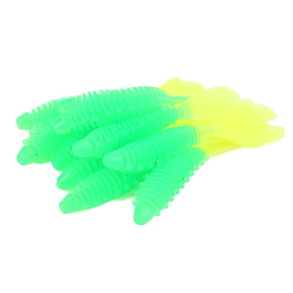 10 mjuka fiskedrag med tvåsvansad design, levande simulerade spiralränder, silikon