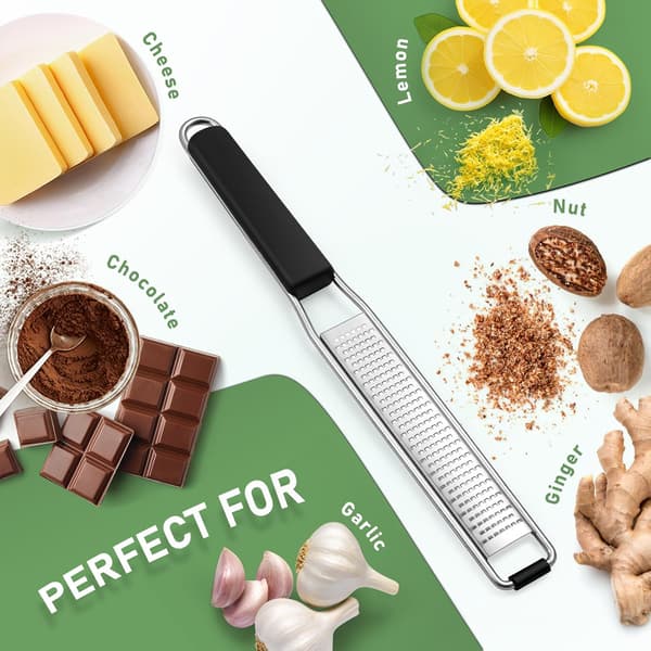 Manuel ostehøvl, rivejern til citrusfrugter, ingefær, chokolade, muskatnød, citron, skarpt blad i rustfrit stål