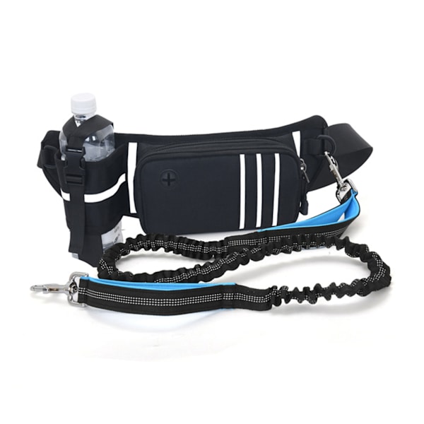 Hundmidjeväska med infällbart reflekterande halsband och bajspåsedispenser