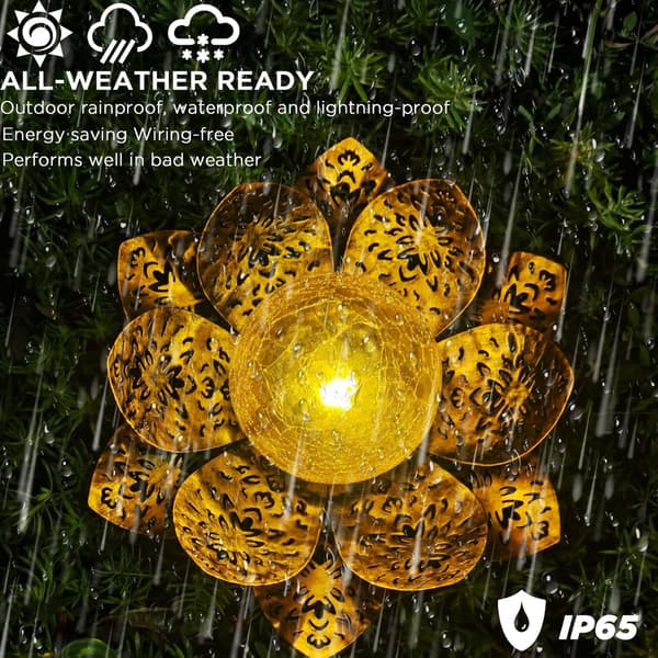Udendørs varmt lys solcelle-LED-lampe til have, sti, terrasse, altan
