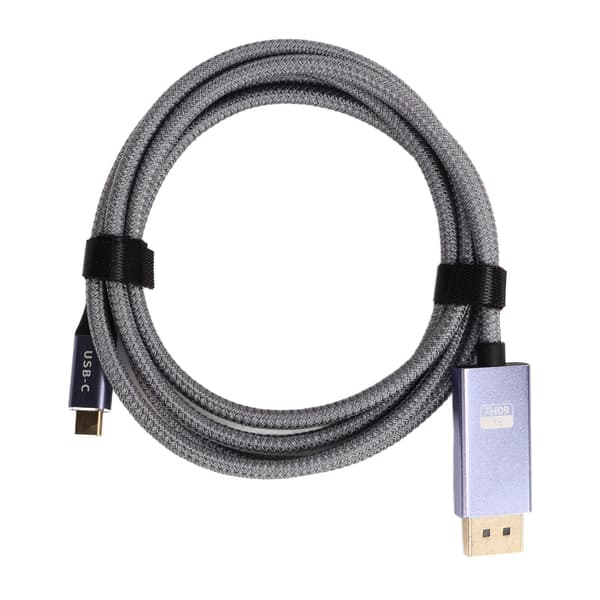 USB-C till DisplayPort 1.4-kabel, 2m flätad tråd, Plug and Play, lättvikt, guldpläterad