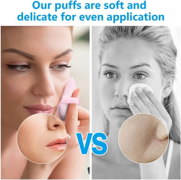 Set med 4 återanvändbara triangulära puderpuffar - För löspuder, foundation, kräm, vått rouge eller pressat puder