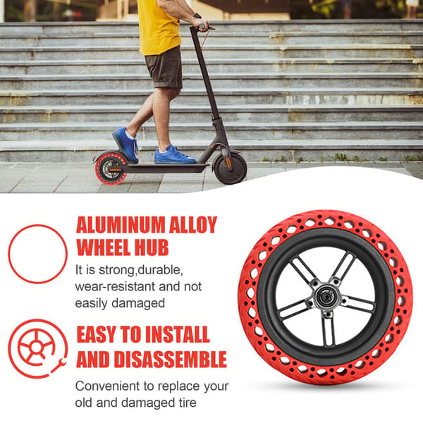 Bakhjulsdäck med nav för Xiaomi M365/1S Elscooter - Mjukt däck (ej uppblåst)