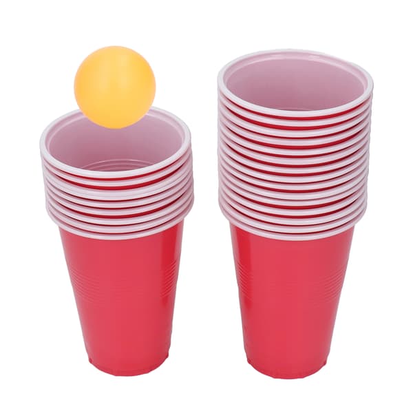 Beer Pong Spilsæt 24 stk. PP-kopper og plastikbolde til universitetsfester, jul, helligdage