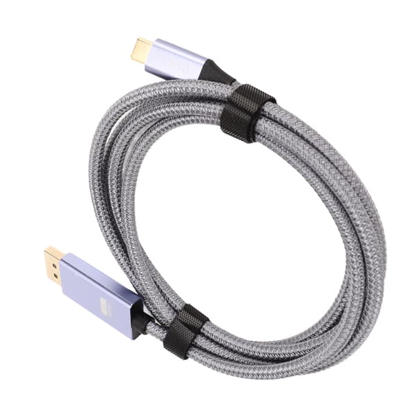 USB-C till DisplayPort 1.4-kabel, 2m flätad tråd, Plug and Play, lättvikt, guldpläterad