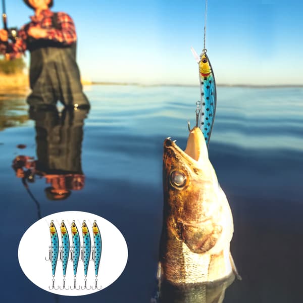 5 stk kunstig minnow-simuleringsagn med diskantkrok for fiske 10 cm 80 g