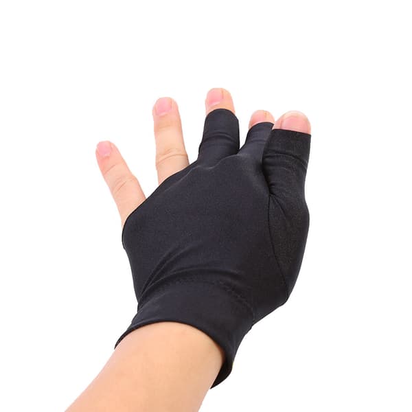 Venstrehåndet poolhandske, Spandex, Tre-finger, Åbent design, til billard og pool