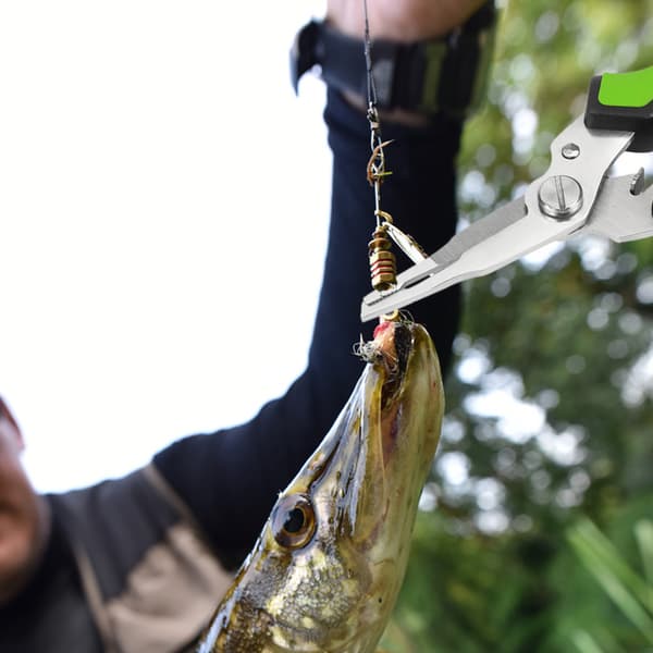 Fisketang i rustfrit stål med saks og krogfjerner til buet mund fiskeredskab