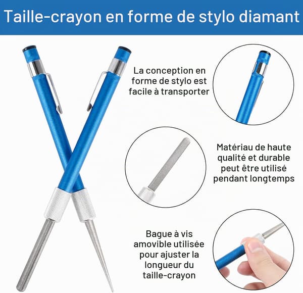 Slipstift, 2 st bärbara diamantslipare för tandade knivar, saxar, lätta att bära