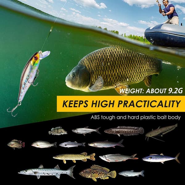 3 stycken hårda beten 3D Crank Sinking Baits med trekrokar 8,5 cm 9,2 g