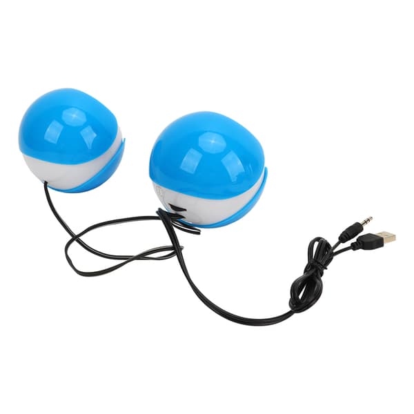 Mini USB stereohøjttaler til PC, 5V 1A, plastik, hvid og blå, bærbar