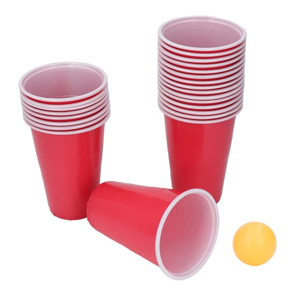 Beer Pong Spilsæt 24 stk. PP-kopper og plastikbolde til universitetsfester, jul, helligdage