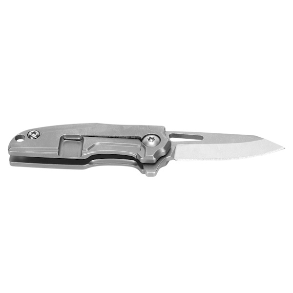 Mini D2 Blade Mappe Kniv med Titaniumlegeringshåndtag og Grå Kæde
