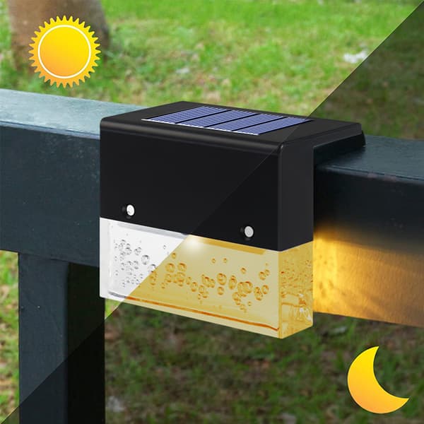2 stk/sæt udendørs solcellelampe med varmt hvidt og RGB-lys til have, terrasse, trapper