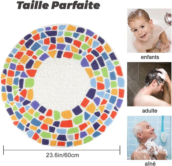 60 cm skridsikker bademåtte med drænhuller, PVC-massagemåtte til vådrum, hurtigtørrende