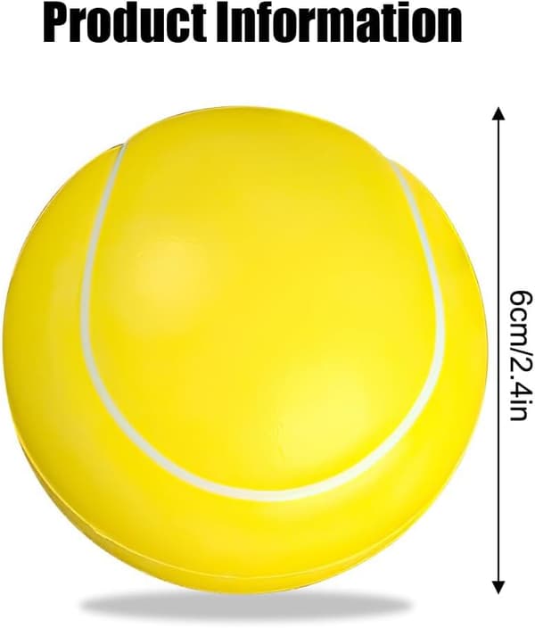 Sæt med 12 bløde skumtennisbolde, 6 cm i diameter, til børn og voksne