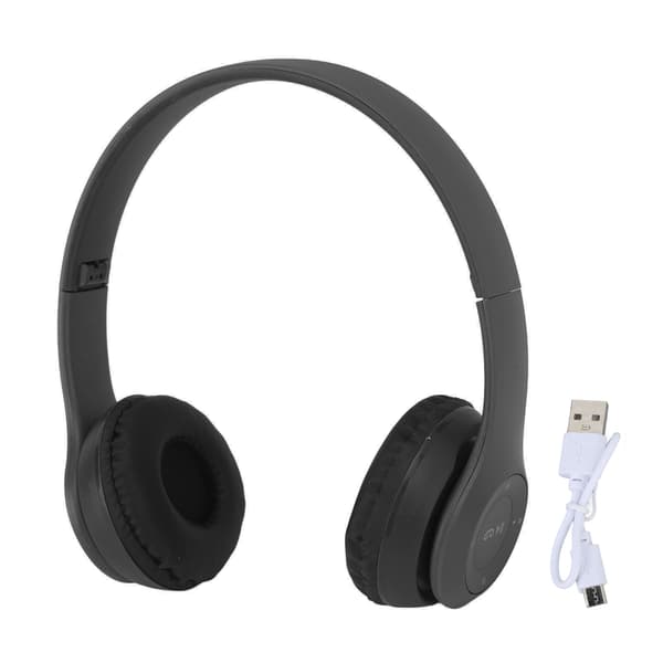P47 Trådløse Bluetooth-hovedtelefoner med støjreduktion, foldbare til sport og musik, sort