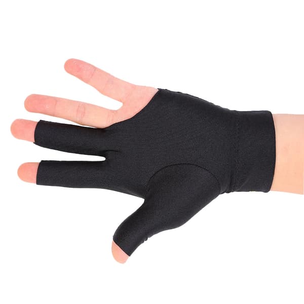 Venstrehåndet poolhandske, Spandex, Tre-finger, Åbent design, til billard og pool
