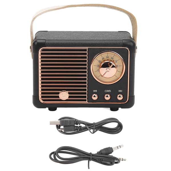 Retro Bærbar Trådløs Bluetooth Højttaler 400mAh HiFi Lyd til Hjemme- og Udendørsbrug - Sort