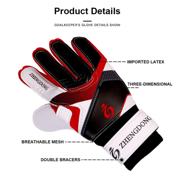 Fleksible polstrede fodboldhandsker med greb til børn, drenge, mænd, målmand, lineman