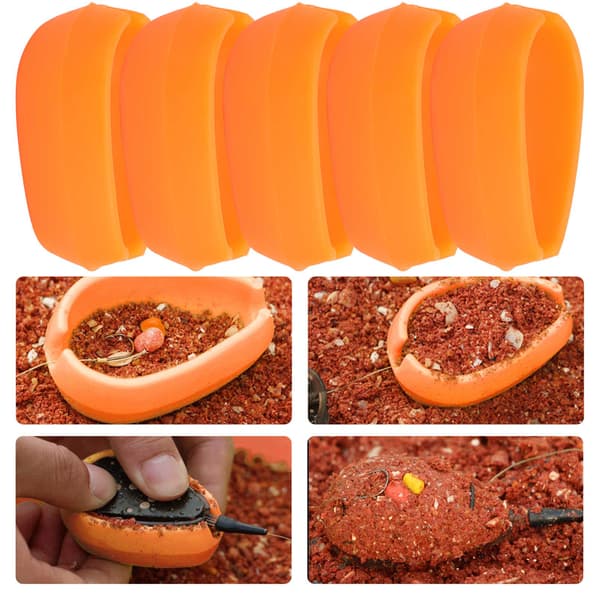 5 stk. silikoneform til fiskemadsdispenser med inline-metode til karper, orange fiskegrej