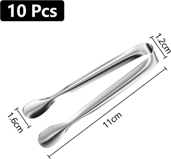 10 stk. istænger i rustfrit stål 11 cm, til slik, is, småkager, kaffe, køkken, fødselsdagsfest, barbuffet grill (sølv)