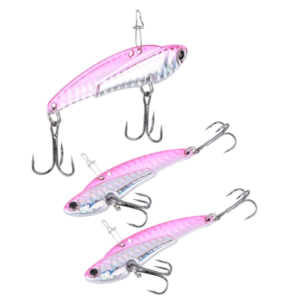 3 STK Kunstig Metall Fiskesluk Synkende Vibrasjon Hardt Agn Rosa