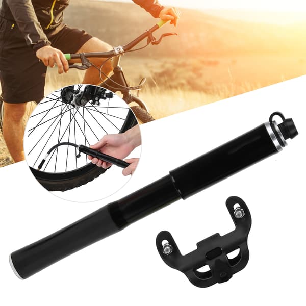 Bærbar Mini Cykel Luftpumpe i Aluminium 120PSI til Presta Schrader Ventiler, Sort