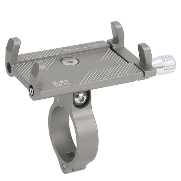 Justerbar cykeltelefonholder i aluminiumslegering med navigation og sikker montering, titaniumfarve
