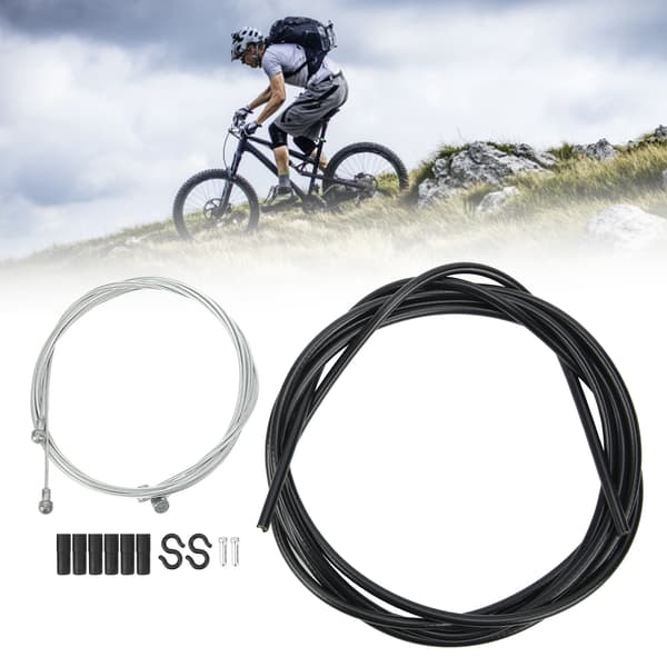 Mountainbike bremsekabel samling med 5 mm rustfrit stålrør, sort