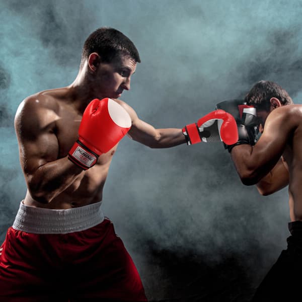 Boxnings-/Muay Thai-handskar för kickboxningsträning, med PU-vadderad handled, för män och kvinnor