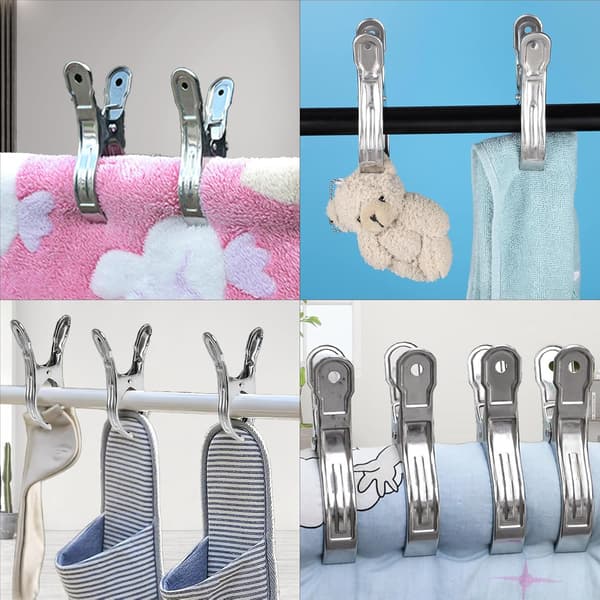 20 stk. store tøjklemmer i rustfrit stål, store robuste udendørs tøjklemmer til strandstole, dyner og lagner