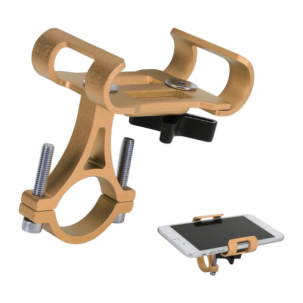 Cykeltelefonholder i aluminiumslegering til styr, justerbar til 3,5-6,5 tommer, gul
