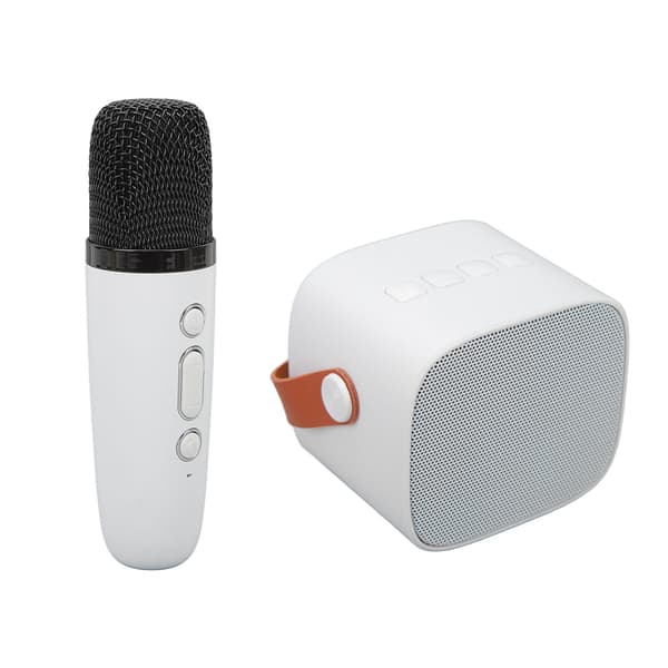 Bærbar Bluetooth-høyttaler Mini Karaoke-maskin med mikrofon, klar lyd, hvit