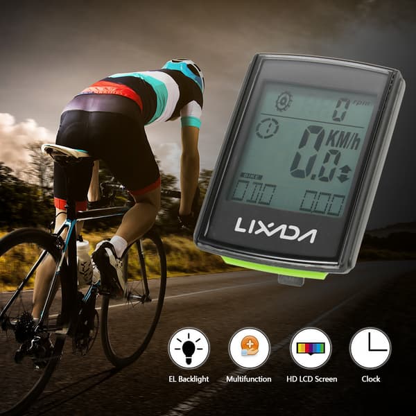 Lixada trådløs LCD 2-i-1 multifunktionel cykelcomputer med hastigheds- og kadencemonitor, vandafvisende