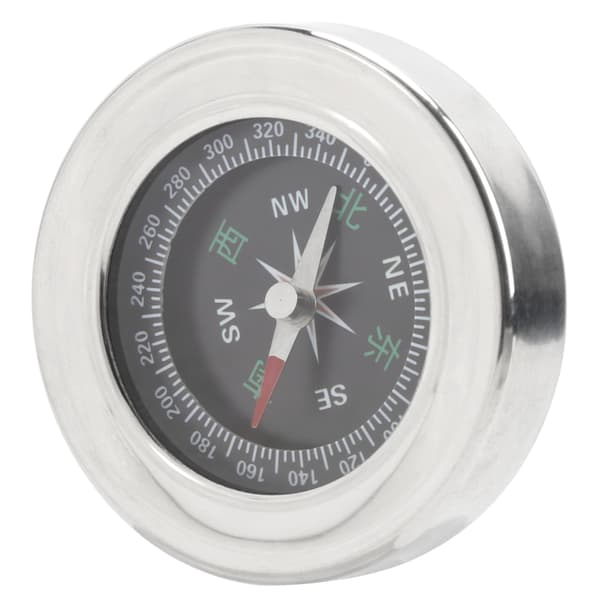 Bärbar 60 mm minikompass i rostfritt stål för camping, vandring, vit, silver