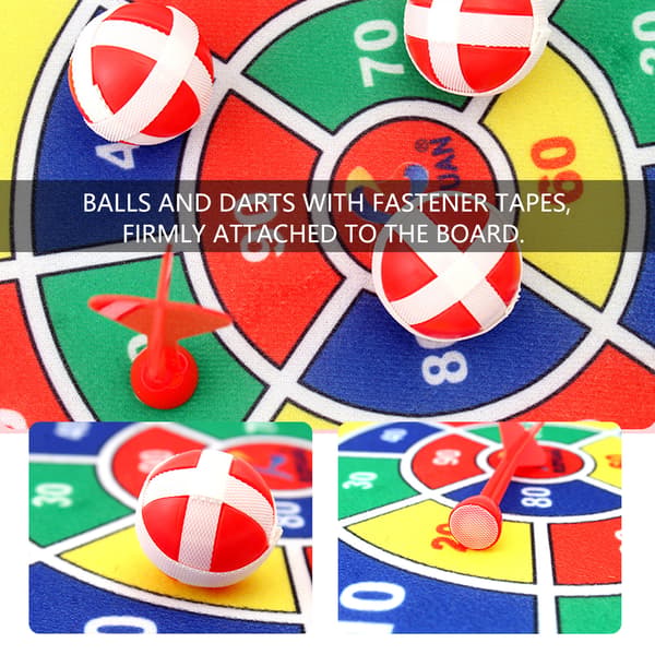 Sikkert tekstil dartspil til børn, 36 cm, med 10 bolde og 10 magnetiske pile