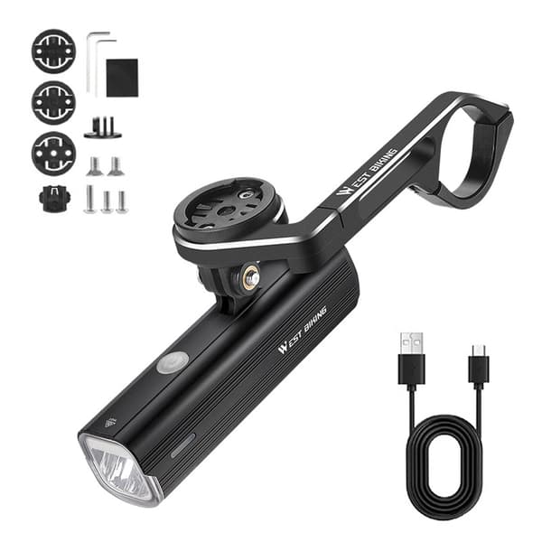 Sykkelhodelykt 1000 Lumen Oppladbar 4500mAh + Sykkelcomputerfeste