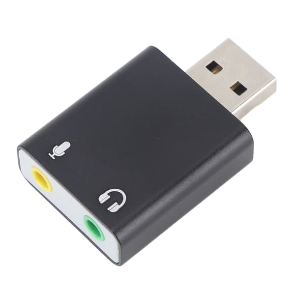 Eksternt USB 7.1-kanals stereolydkort med USB til 3,5 mm headset-jackadapter - Sort