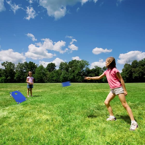 Bärbart Cornhole-spelset med spelbräde, 6 majspåsar och bärväska för trädgårdskastspel