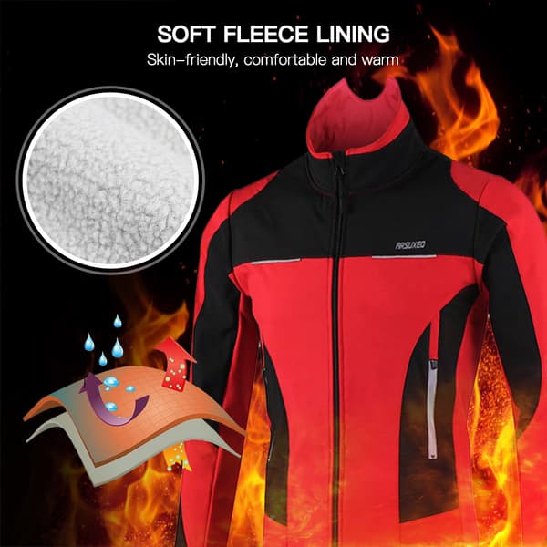 Vattentät cykeljacka för män med långa ärmar och plyschfoder för vinter-MTB