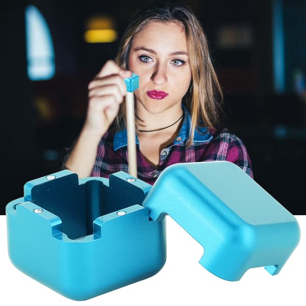 Bærbar aluminium billardkridtholder med magnet, mini, til snooker poolkø, blå