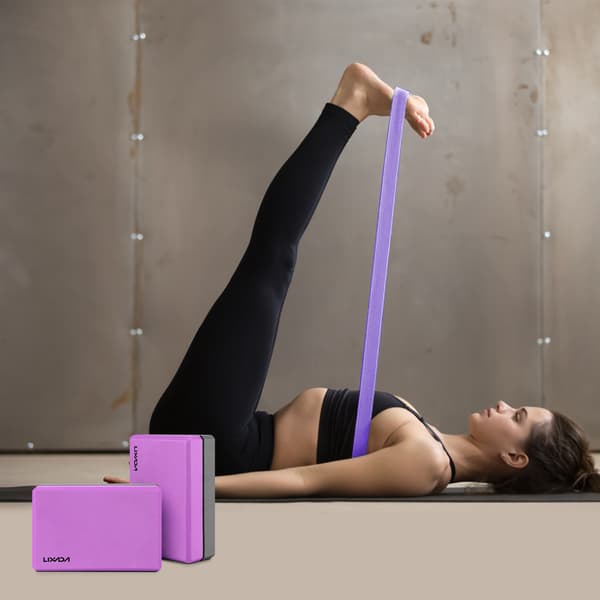 Set med 2 EVA yogablock med remmar för flexibilitet och posejustering