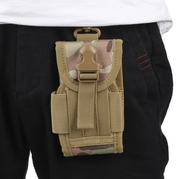 Multifunktionel MOLLE EDC Bæltetaske til 4,5-tommer mobiltelefon, camouflage med krog