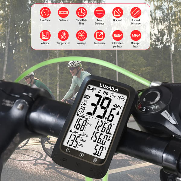 Trådløs IPX7 GPS Cykelcomputer med ANT+ Bluetooth Sensor, 2,3\" Skærm, Strava, 28 timers batterilevetid